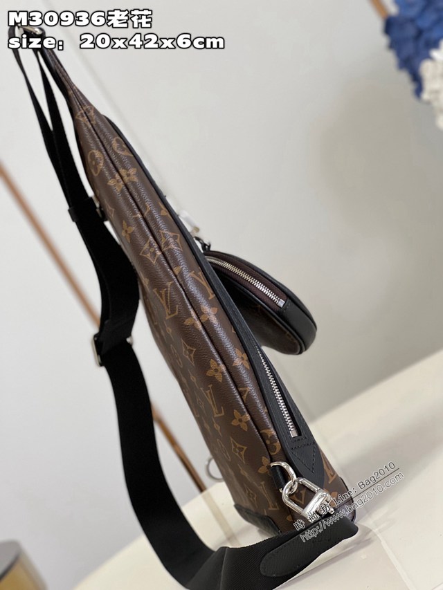 LV專櫃2023新款Duo單肩包 M30936老花 路易威登男士胸包肩背包挎包 dn1305